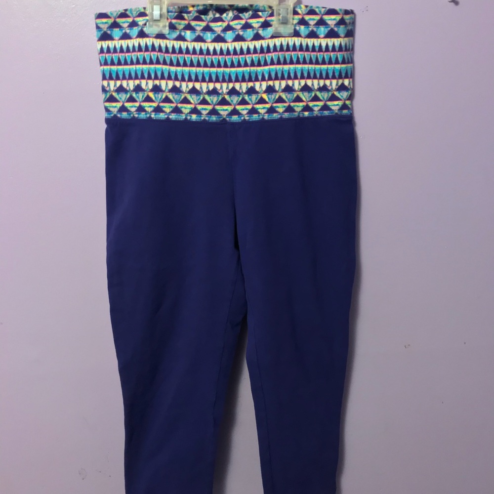 Purple yoga pants w/ colorful tie dye pants